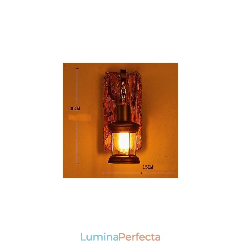 Lampă de perete cu un singur cap industrial, vintage, retro, din lemn, din metal, culoare, pentru decorarea coridorului hotelului