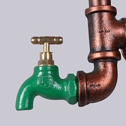 Aplice de perete cu țeavă industrială de epocă, formă de roată din lemn, lumini rotative creative, iluminat de decorare pentru bar, restaurant, cafenea