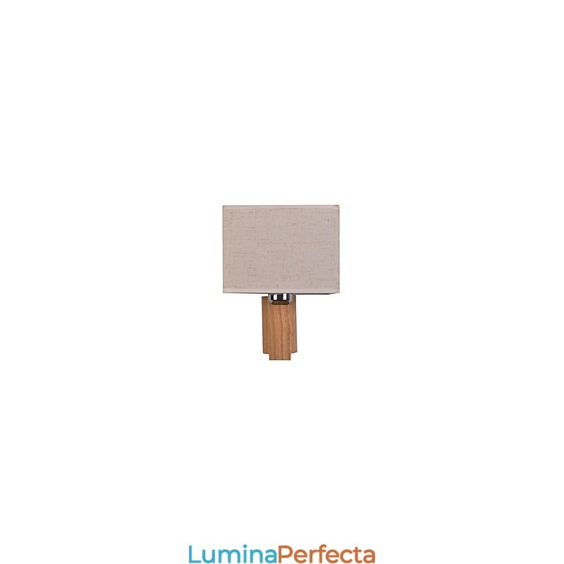 Aplica de Perete Simpla Lampa de Noptiera Cu Abajur din Tesatura si Lemn Masinic pentru Dormitor Comoda Sufragerie Camera Bebe