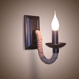 Lampă de perete retro cu frânghie de cânepă Personalitate creativă Lampă cu lumânare din fier