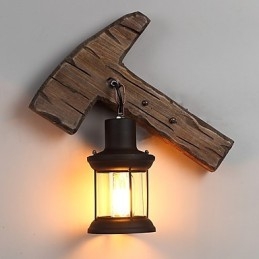 Lampă de perete cu un singur cap industrial, vintage, retro, din lemn, din metal, culoare, pentru decorarea coridorului hotelului