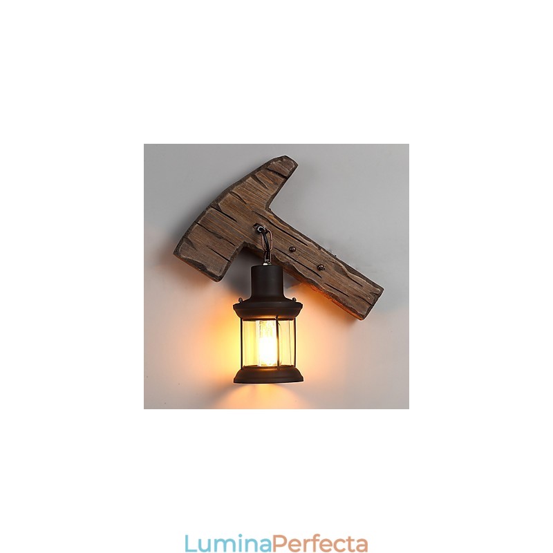Lampă de perete cu un singur cap industrial, vintage, retro, din lemn, din metal, culoare, pentru decorarea coridorului hotelului