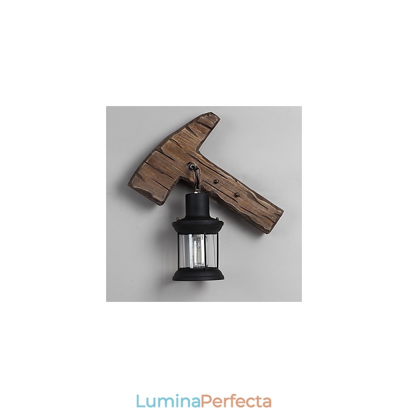 Lampă de perete cu un singur cap industrial, vintage, retro, din lemn, din metal, culoare, pentru decorarea coridorului hotelului