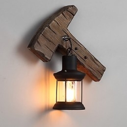 Lampă de perete cu un singur cap industrial, vintage, retro, din lemn, din metal, culoare, pentru decorarea coridorului hotelului