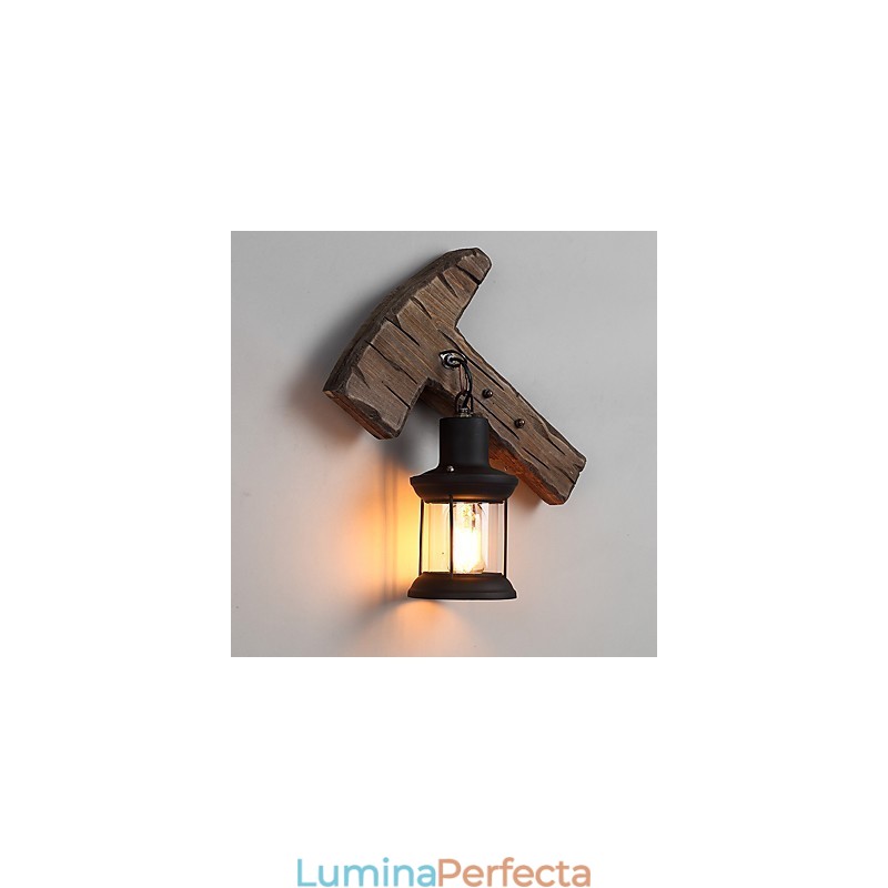 Lampă de perete cu un singur cap industrial, vintage, retro, din lemn, din metal, culoare, pentru decorarea coridorului hotelului