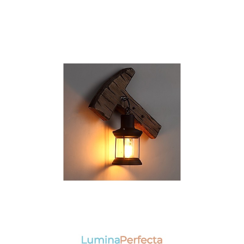 Lampă de perete cu un singur cap industrial, vintage, retro, din lemn, din metal, culoare, pentru decorarea coridorului hotelului