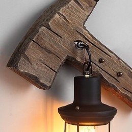 Lampă de perete cu un singur cap industrial, vintage, retro, din lemn, din metal, culoare, pentru decorarea coridorului hotelului