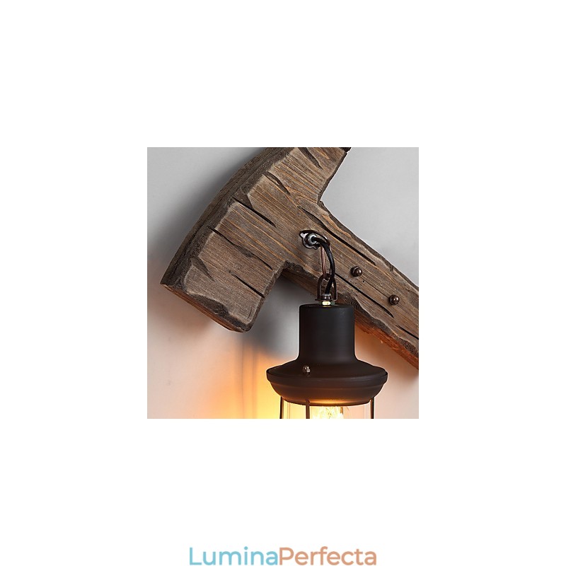 Lampă de perete cu un singur cap industrial, vintage, retro, din lemn, din metal, culoare, pentru decorarea coridorului hotelului