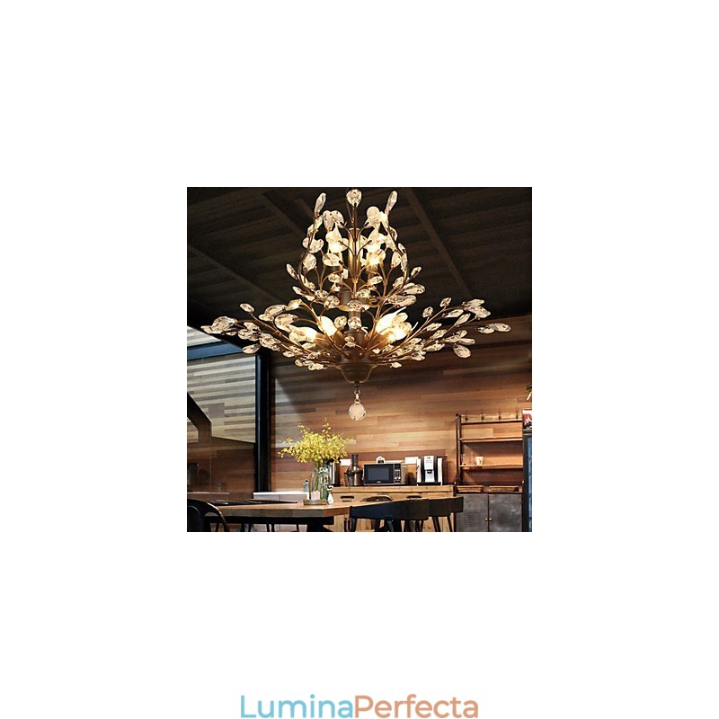 Vintage Crystal Flush Mount 8 lumini Metal Pictura Negru SAU Auriu