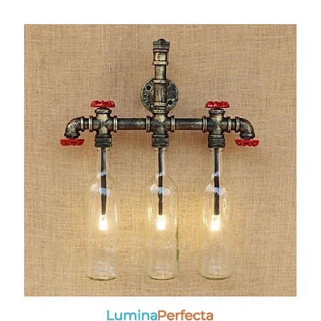 Comutator de vânt industrial retro, sticlă de apă, lampă de perete Comutator de vânt industrial retro, sticlă de apă, lampă de perete