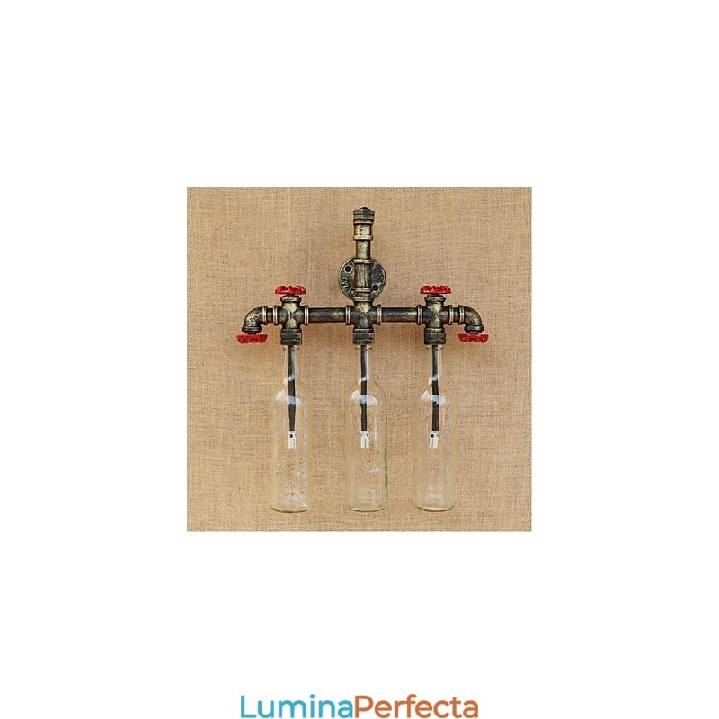 Comutator de vânt industrial retro, sticlă de apă, lampă de perete