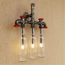 Comutator de vânt industrial retro, sticlă de apă, lampă de perete