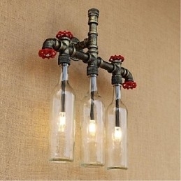 Comutator de vânt industrial retro, sticlă de apă, lampă de perete
