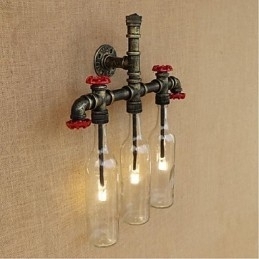 Comutator de vânt industrial retro, sticlă de apă, lampă de perete