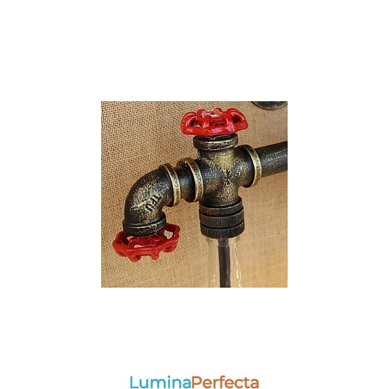 Comutator de vânt industrial retro, sticlă de apă, lampă de perete