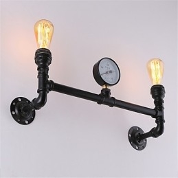 Aplice Industriale Vintage De Perete Lumini Negre Creative Restaurant Cafe Bar Iluminat Decorat Cu Finisaj Vopsit 2 Lumini