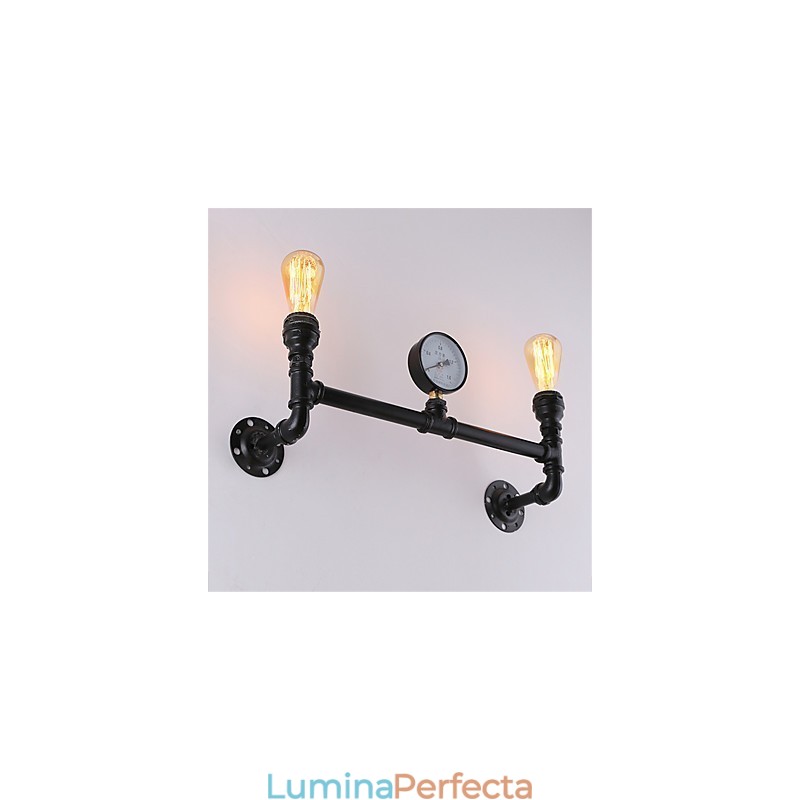 Aplice Industriale Vintage De Perete Lumini Negre Creative Restaurant Cafe Bar Iluminat Decorat Cu Finisaj Vopsit 2 Lumini