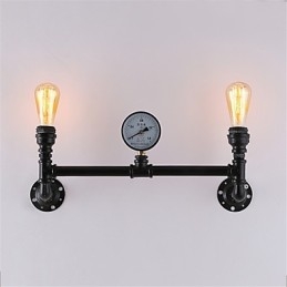 Aplice Industriale Vintage De Perete Lumini Negre Creative Restaurant Cafe Bar Iluminat Decorat Cu Finisaj Vopsit 2 Lumini