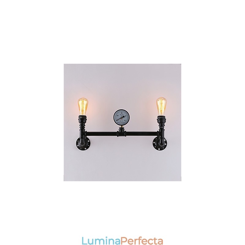Aplice Industriale Vintage De Perete Lumini Negre Creative Restaurant Cafe Bar Iluminat Decorat Cu Finisaj Vopsit 2 Lumini