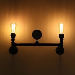 Aplice Industriale Vintage De Perete Lumini Negre Creative Restaurant Cafe Bar Iluminat Decorat Cu Finisaj Vopsit 2 Lumini
