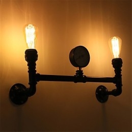 Aplice Industriale Vintage De Perete Lumini Negre Creative Restaurant Cafe Bar Iluminat Decorat Cu Finisaj Vopsit 2 Lumini