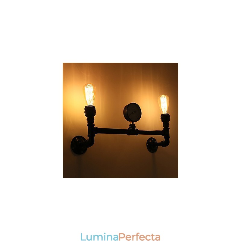Aplice Industriale Vintage De Perete Lumini Negre Creative Restaurant Cafe Bar Iluminat Decorat Cu Finisaj Vopsit 2 Lumini