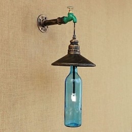 Iron Pipe Retro Bar Decor Hotel Pipe Bottle Lampă de perete