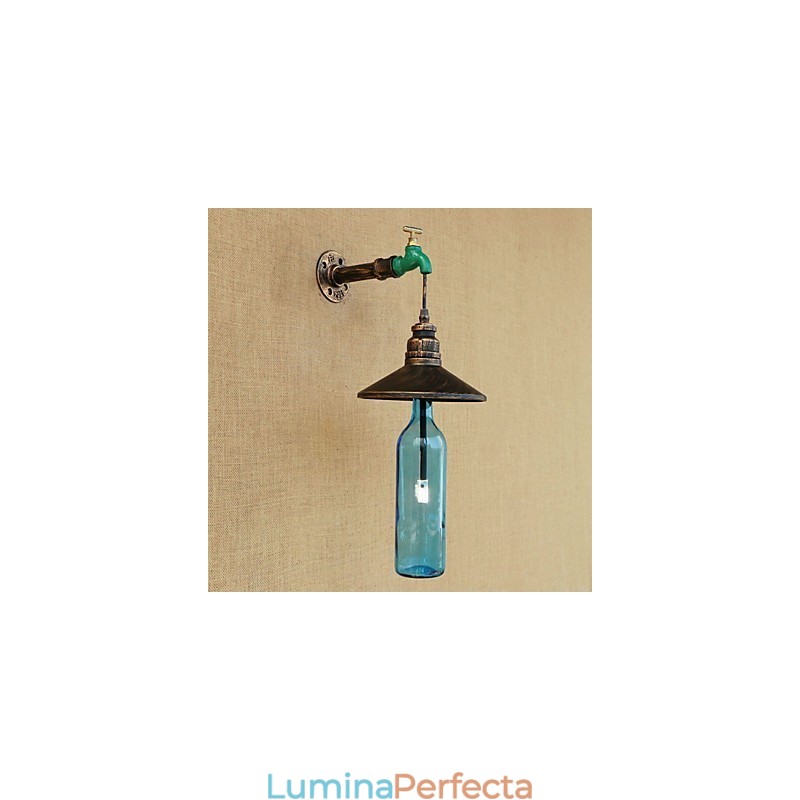 Iron Pipe Retro Bar Decor Hotel Pipe Bottle Lampă de perete