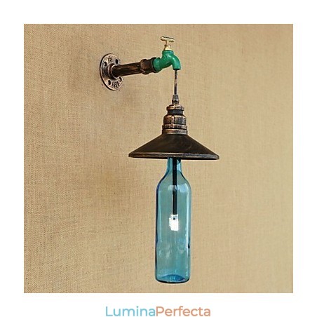 Iron Pipe Retro Bar Decor Hotel Pipe Bottle Lampă de perete