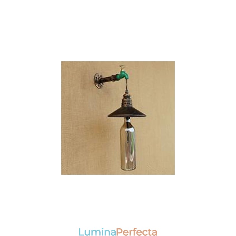 Iron Pipe Retro Bar Decor Hotel Pipe Bottle Lampă de perete