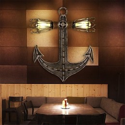 Applique industriale de perete din lemn, formă de ancoră, bară, restaurant, cafenea, bar, iluminat decorativ
