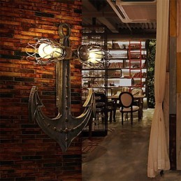 Applique industriale de perete din lemn, formă de ancoră, bară, restaurant, cafenea, bar, iluminat decorativ