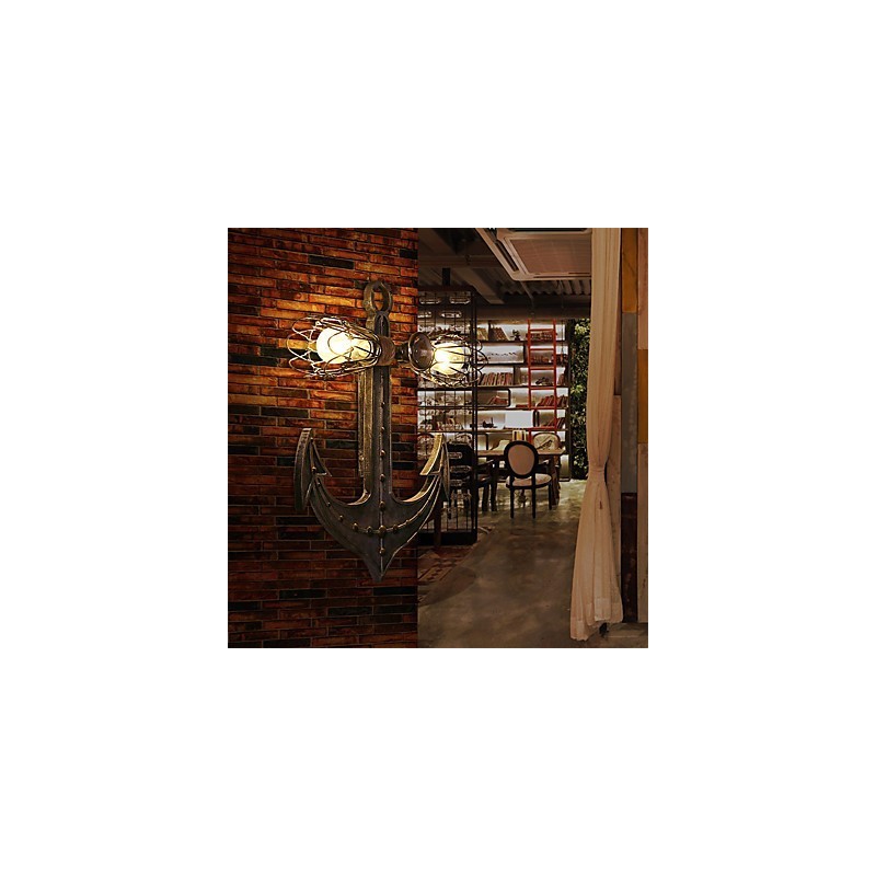 Applique industriale de perete din lemn, formă de ancoră, bară, restaurant, cafenea, bar, iluminat decorativ