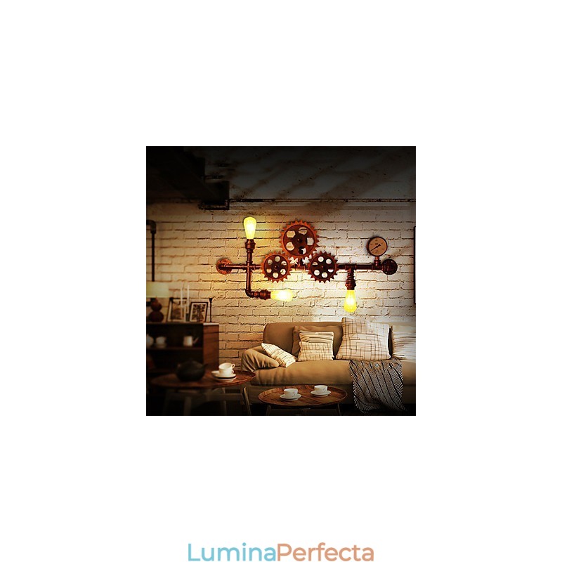 Aplice de perete cu țeavă industrială de epocă Forma cârmă din lemn Lumini rotative creative Restaurant Cafe Bar Iluminat decorativ