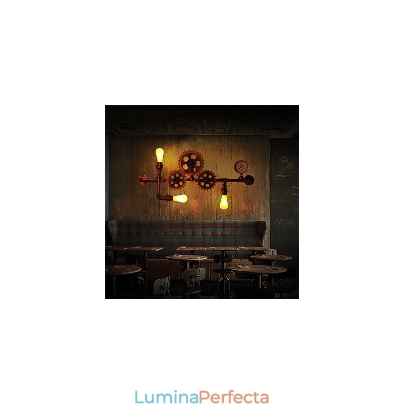 Aplice de perete cu țeavă industrială de epocă Forma cârmă din lemn Lumini rotative creative Restaurant Cafe Bar Iluminat decorativ