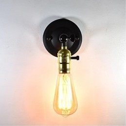Aplică de perete din fier, neagră, simplă, retro, aplică decorativă cu un singur cap, în stil european
