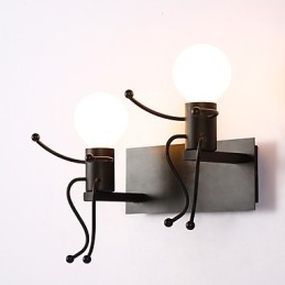 Forma de robot Vintage Metal Industrial Loft Rustic Applic de perete Bar Cafenea Intrare hol Lampa de perete Negru Alb Optional