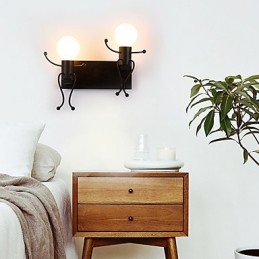 Forma de robot Vintage Metal Industrial Loft Rustic Applic de perete Bar Cafenea Intrare hol Lampa de perete Negru Alb Optional