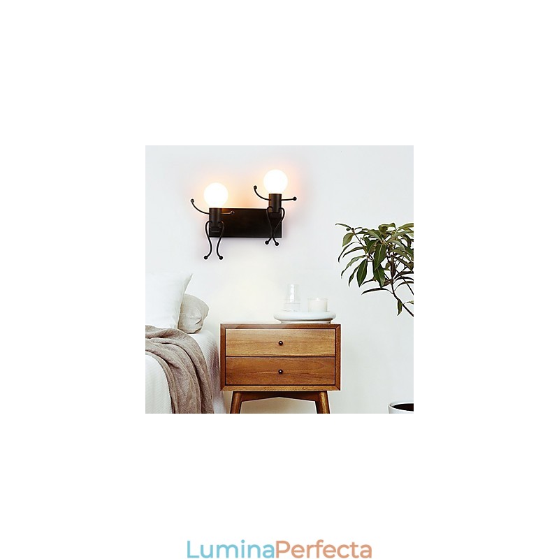 Forma de robot Vintage Metal Industrial Loft Rustic Applic de perete Bar Cafenea Intrare hol Lampa de perete Negru Alb Optional