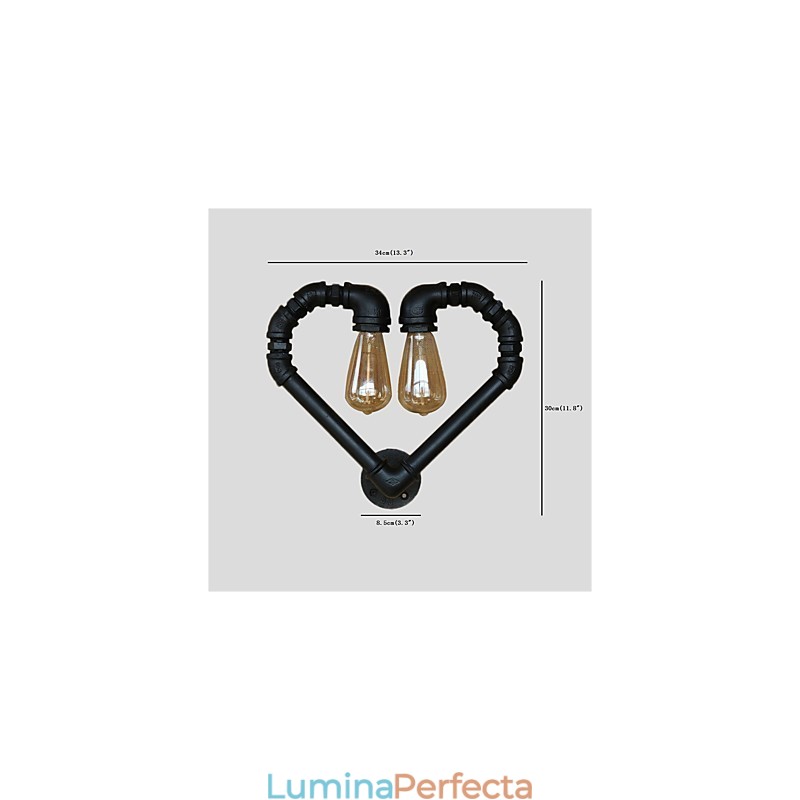 Țevi de apă de epocă Loving Heart Creativ Applique de perete Sufragerie industrială Restaurant Baruri Decorare cafenele Aplice de perete
