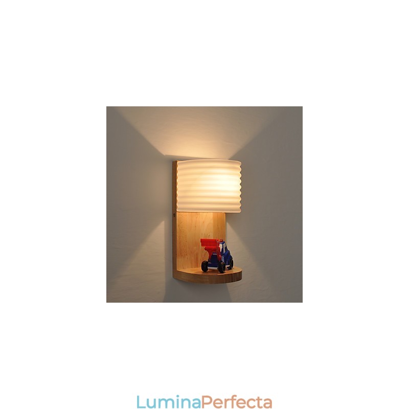 Lampă de perete simplă Lampă de birou de noptieră cu abajur din sticlă și lemn masiv pentru dormitor șifonier sufragerie cameră bebeluș cămin colegiu măsuță de cafea bibliotecă