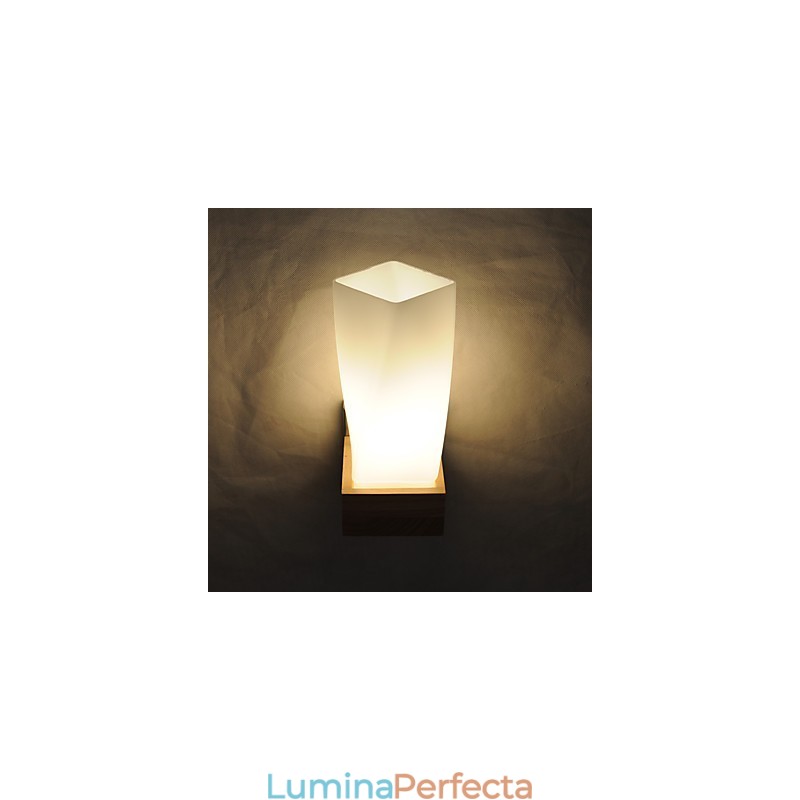 Lampă de perete simplă Lampă de birou de noptieră cu abajur din sticlă și lemn masiv pentru dormitor, comodă, sufragerie, cameră bebeluș, cămin colegiu, măsuță de cafea, bibliotecă