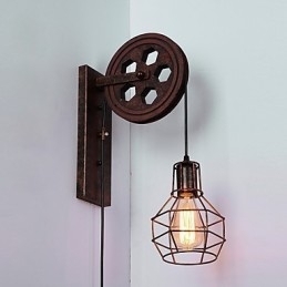 Lampă de perete industrială retro din fier cu personalitate creativă Lift Pulley
