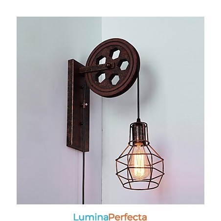 Lampă de perete industrială retro din fier cu personalitate creativă Lift Pulley Lampă de perete industrială retro din fier cu personalitate creativă Lift Pulley