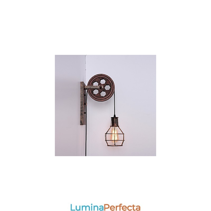 Lampă de perete industrială retro din fier cu personalitate creativă Lift Pulley
