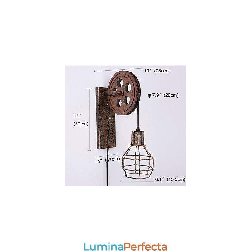 Lampă de perete industrială retro din fier cu personalitate creativă Lift Pulley