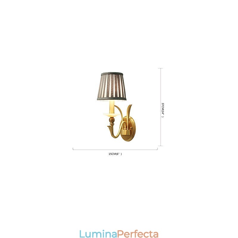 Caracteristică din alamă clasică, tradițională, de țară simplă, pentru aplice de perete cu iluminare în stil mini