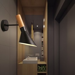Applii de perete din metal cu veacul lemnului în stilul Europei de Nord Sufragerie Restaurant Unghi de lumină reglabil