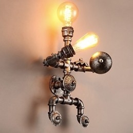 Aplice pentru țeavă de apă la mansardă, stil industrial retro, design creativ de robot, restaurant, cafenea, baruri, aplice de perete pentru masă