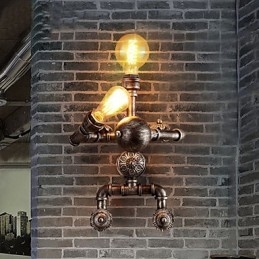 Aplice pentru țeavă de apă la mansardă, stil industrial retro, design creativ de robot, restaurant, cafenea, baruri, aplice de perete pentru masă
